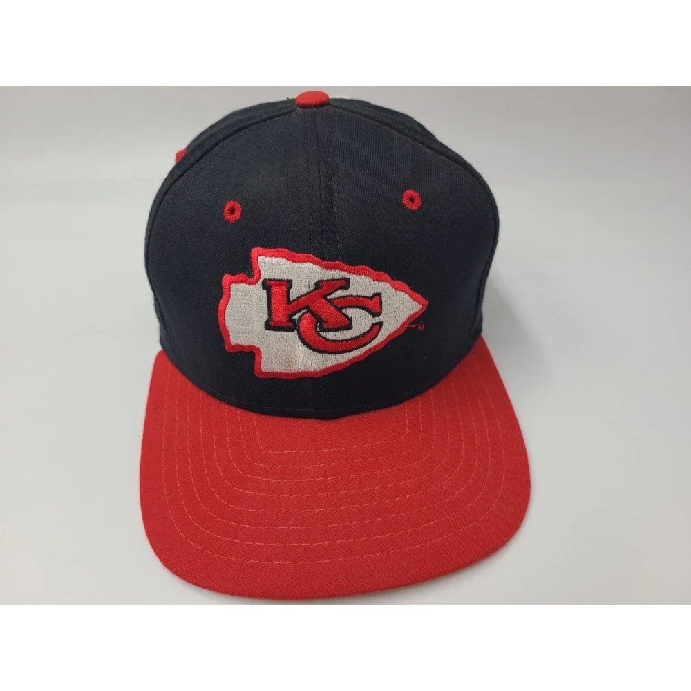 Vintage Kansas City Chiefs New Era Low Profile‎ Snapback Hat Cap Wool Black Red